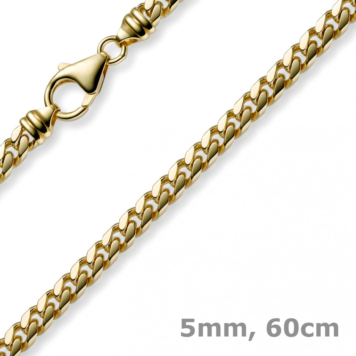 Mm Kette Collier Panzerkette Oval Diamantiert Massiv Gold