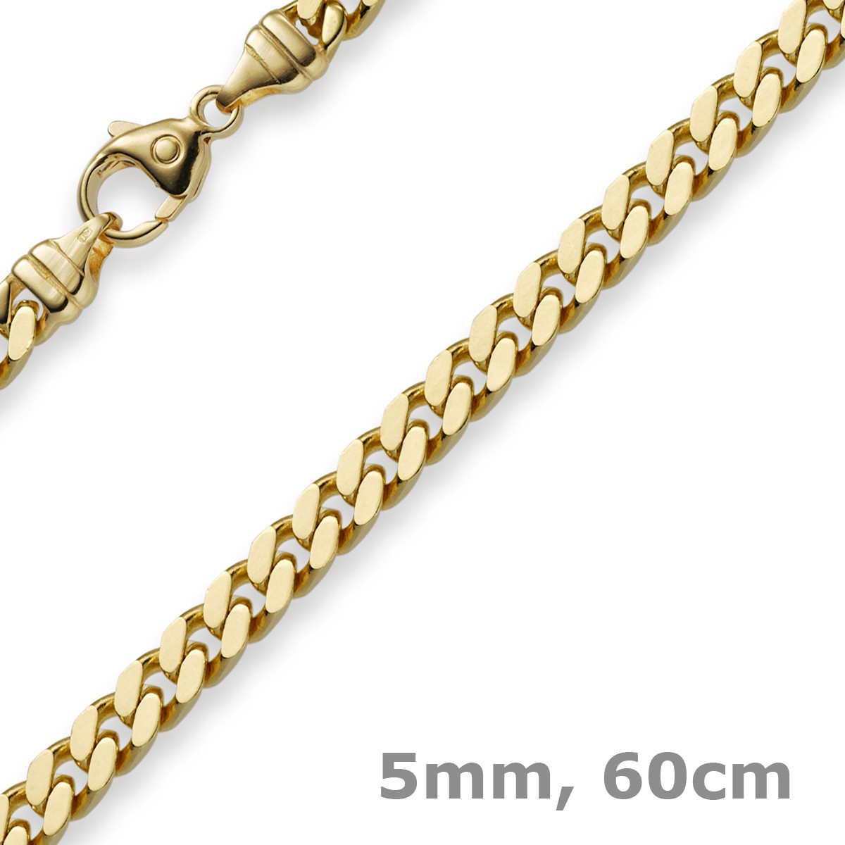 5mm Panzerkette Kette Collier aus 585 Gold Gelbgold Goldkette 60cm Herren